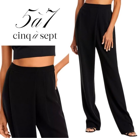 Cinq a Sept Classic Black Juliet Wide-Leg Trousers